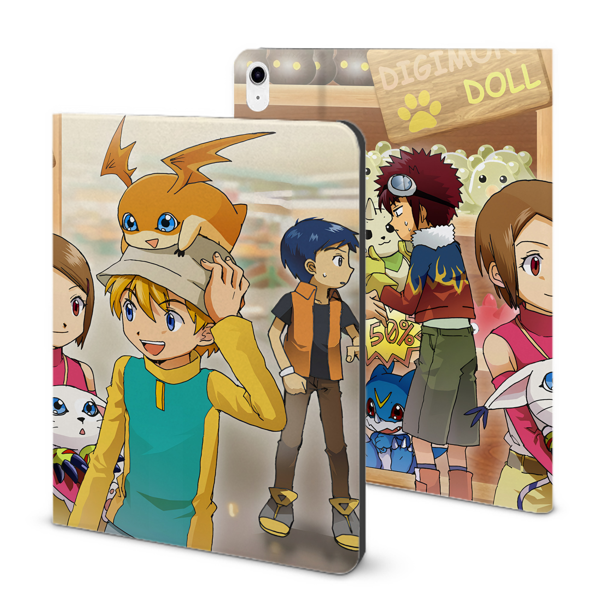 （画像用） Digimon デジタルモンスター/デジモン IPad ケース ブック型 PUレザー TPU 耐衝撃 軽量 薄型 ペン収納なし 全面保護 IPad 各モデル対応
